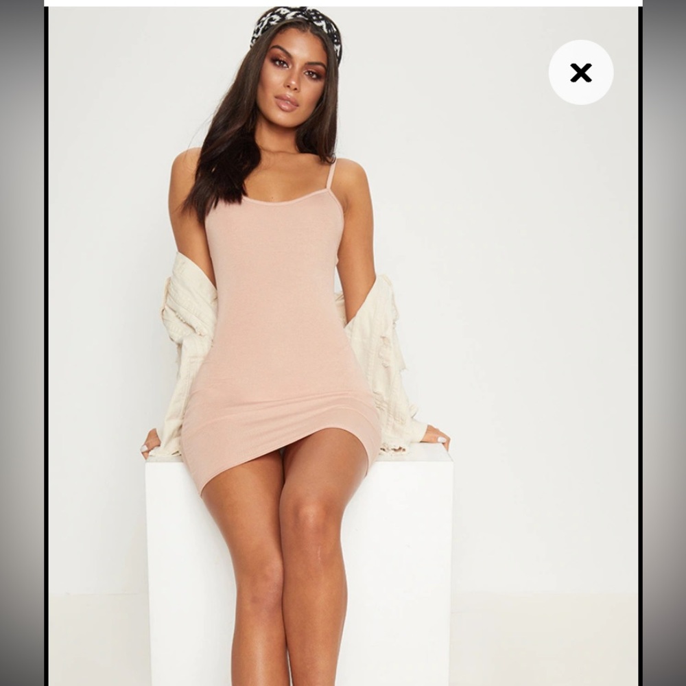 Princess Polly Size small. Spandex/ cotton mini dress. Tan to apricot color